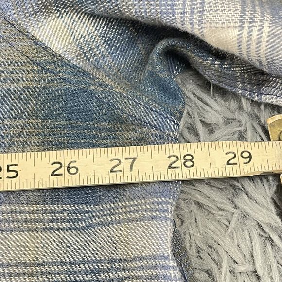 Men’s Extra Heavy Pearl Snap Plaid Flannel Outdoor Shacket Blue Gray Wht 2XL NWT - Picture 8 of 8